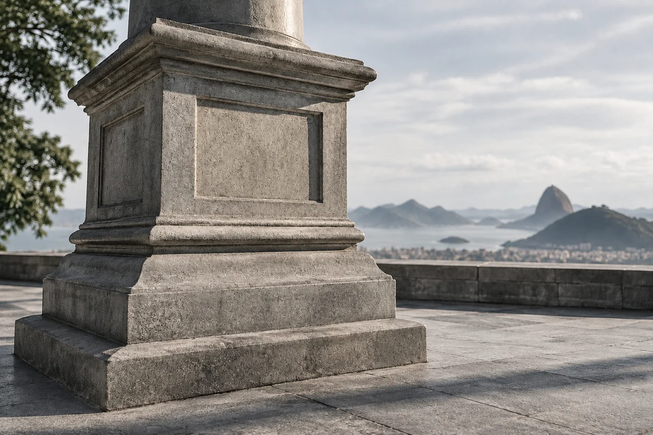 Base de pedra sólida diante de um horizonte amplo.